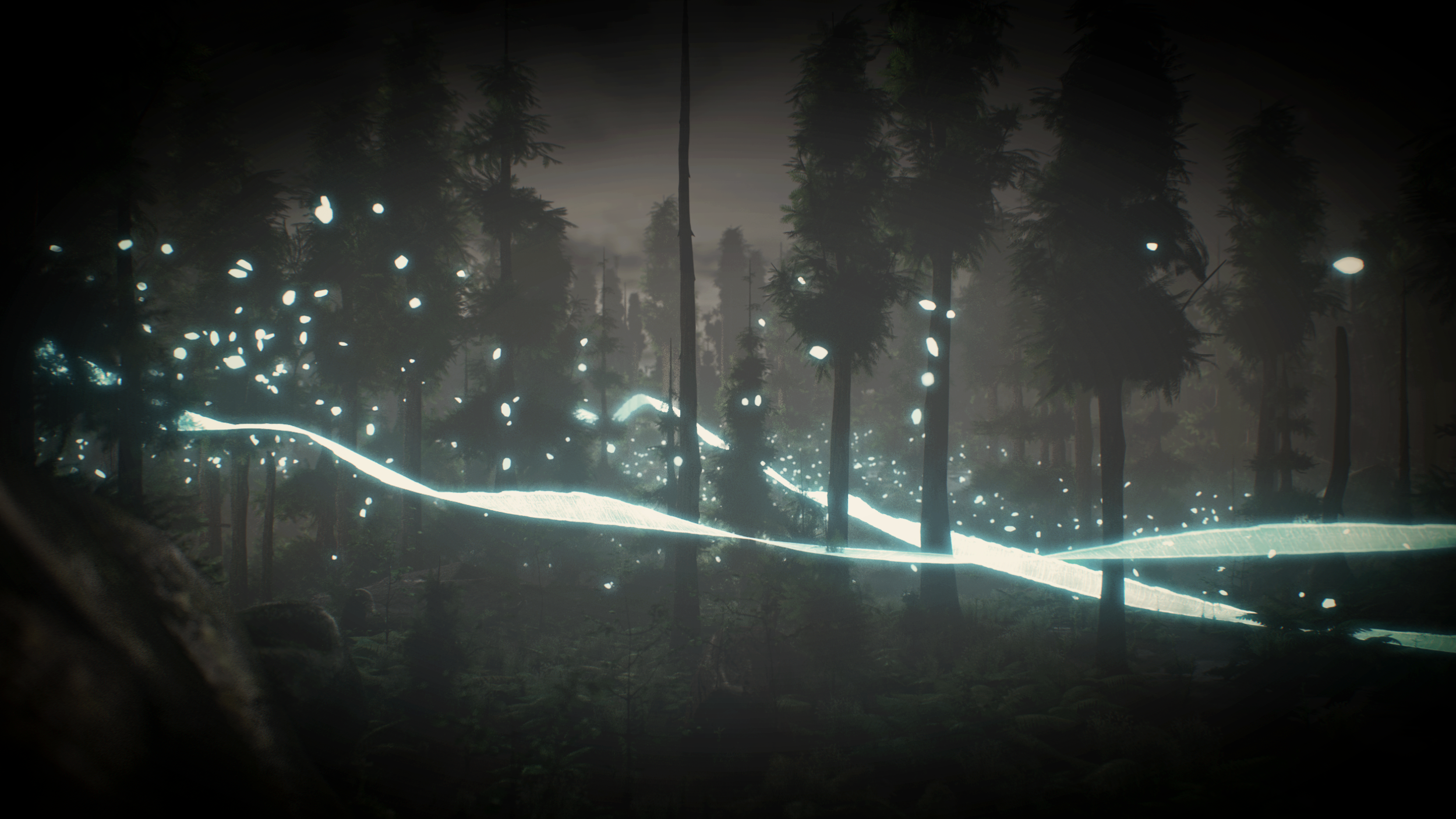 Energy flows throughout the forest, drawing life to the woman in stone...