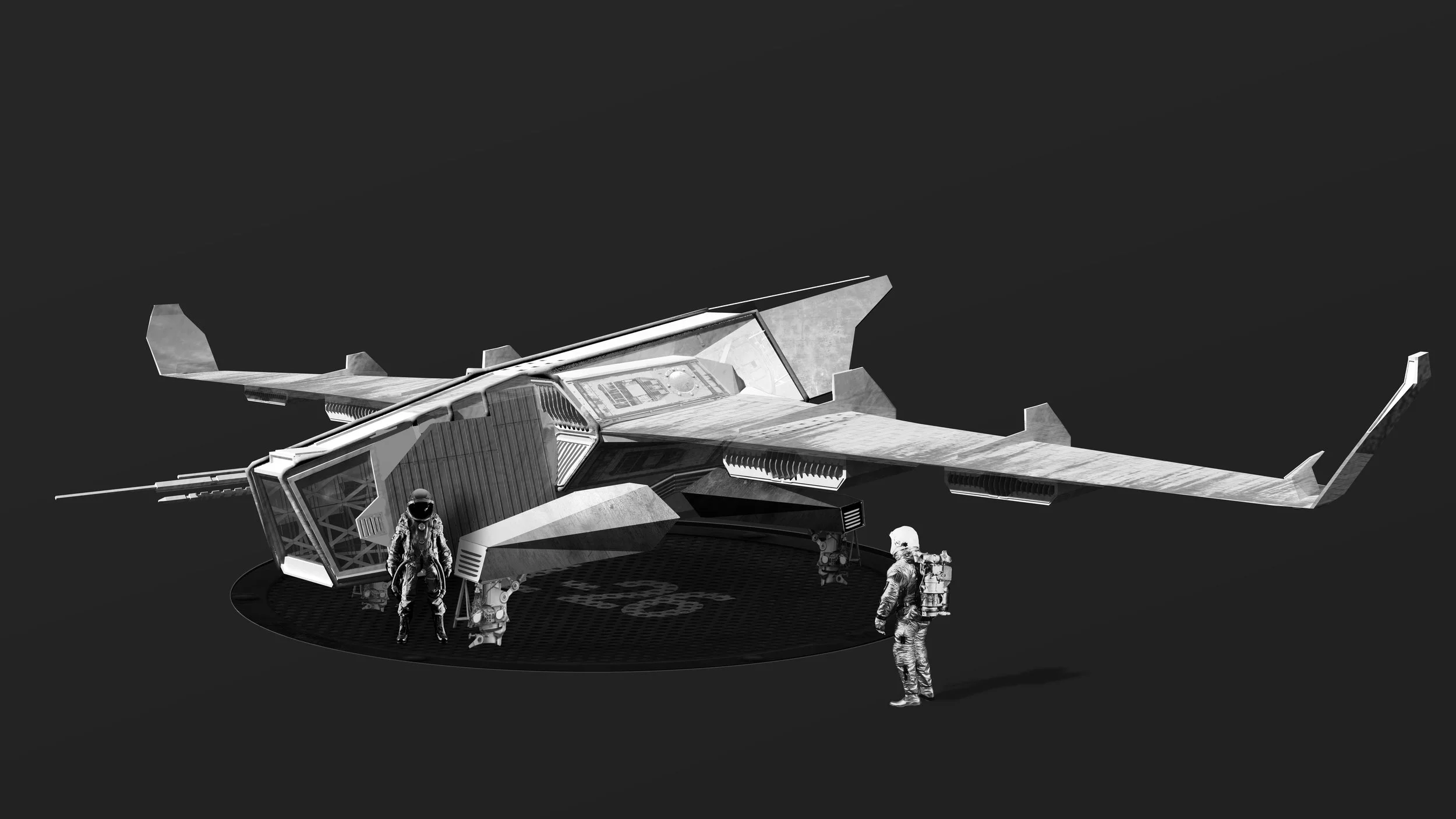  Original concept work for the exploration spaceship in Project: Firestorm 