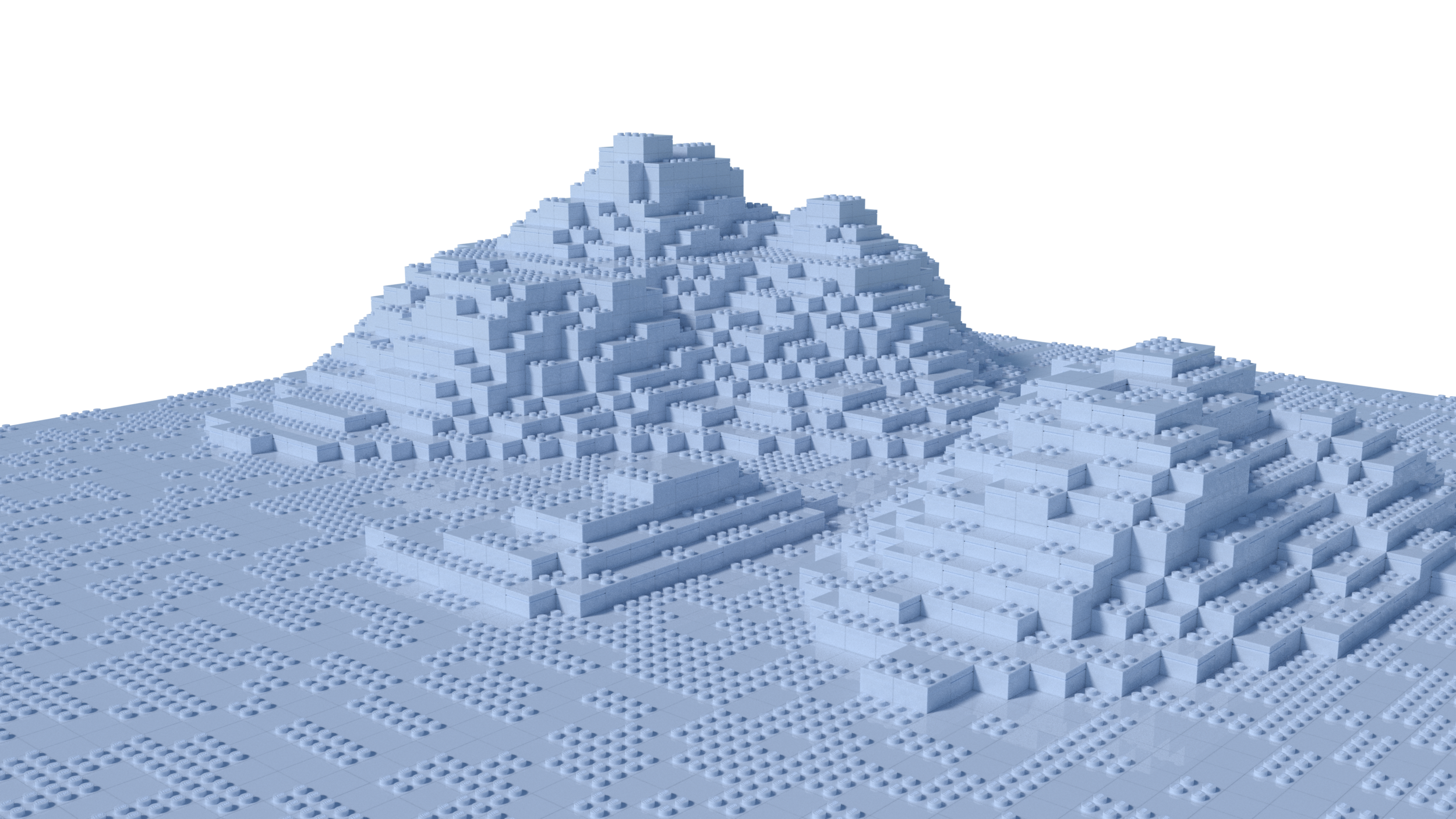 We had to custom build a "LEGO terrain generator" that would give us the freedom to build complex landscapes without having to place pieces 'Brick-by-Brick'