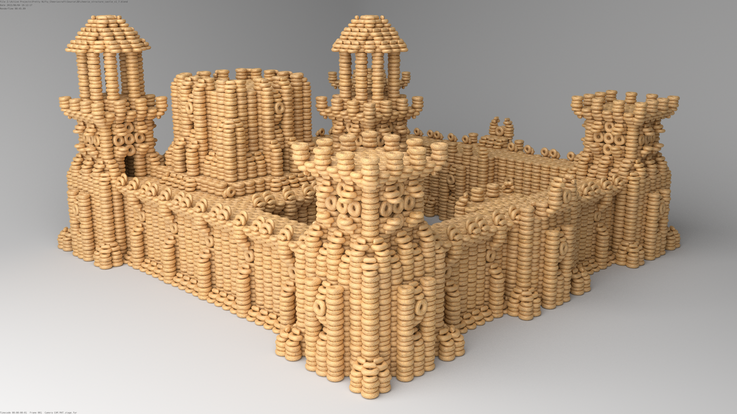 The castle structure was built out of modular pieces, allowing us to design the walls and towers out of prebuilt blocks